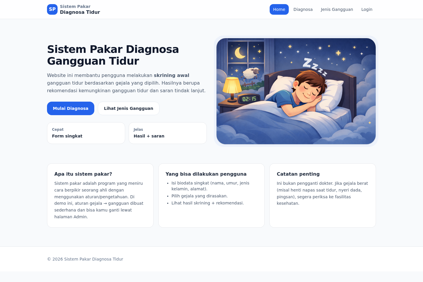 Real interface of the sleep-disorder expert system